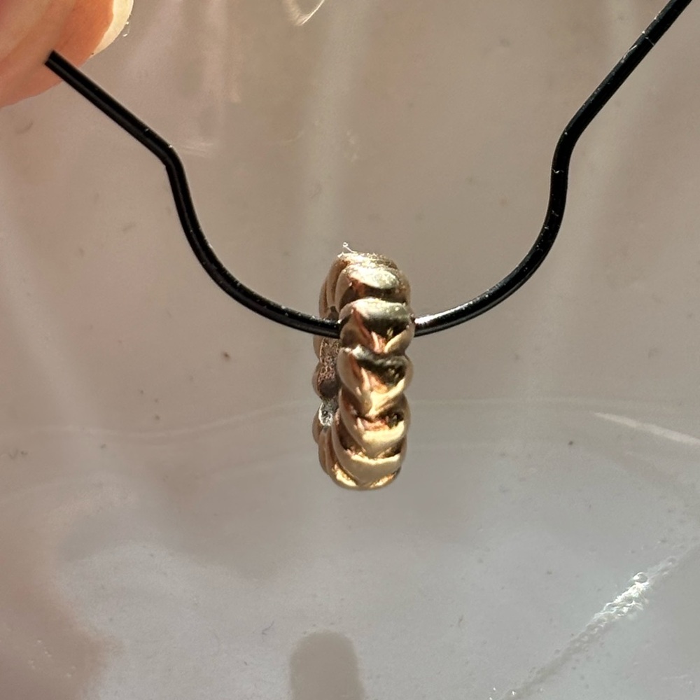 Pandora Small Hearts 14k Yellow Gold Spacer—solid gold, hallmarked